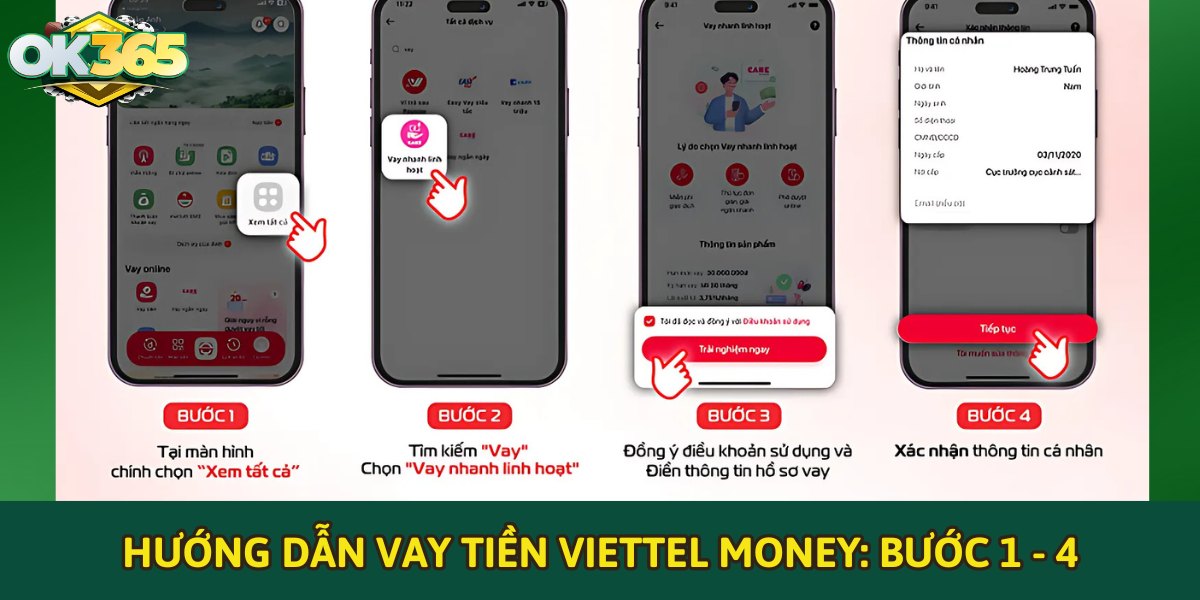 Hướng dẫn vay tiền Viettel Money: Bước 1-4